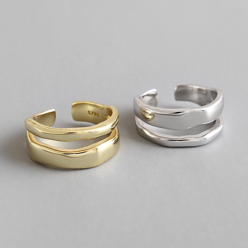 Double Layer Open Female Ring, S925 Silver Ring