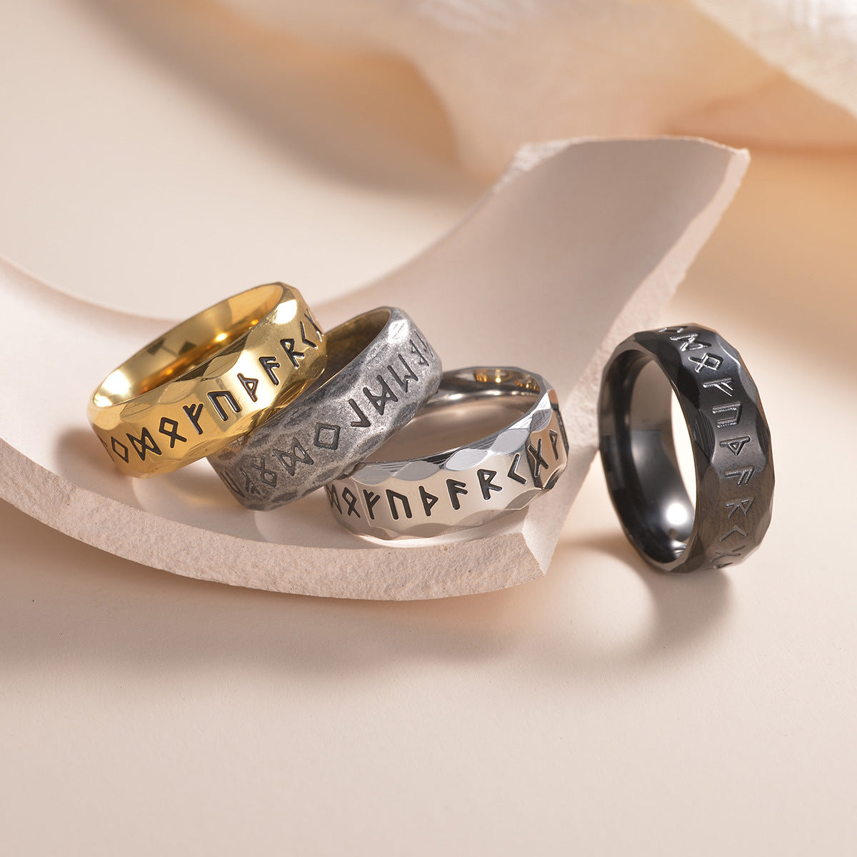 2023 Nordic Viking Rune Titanium Steel Ring for Men