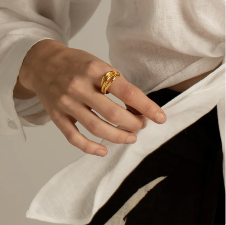 Stacked Irregular Line Ring