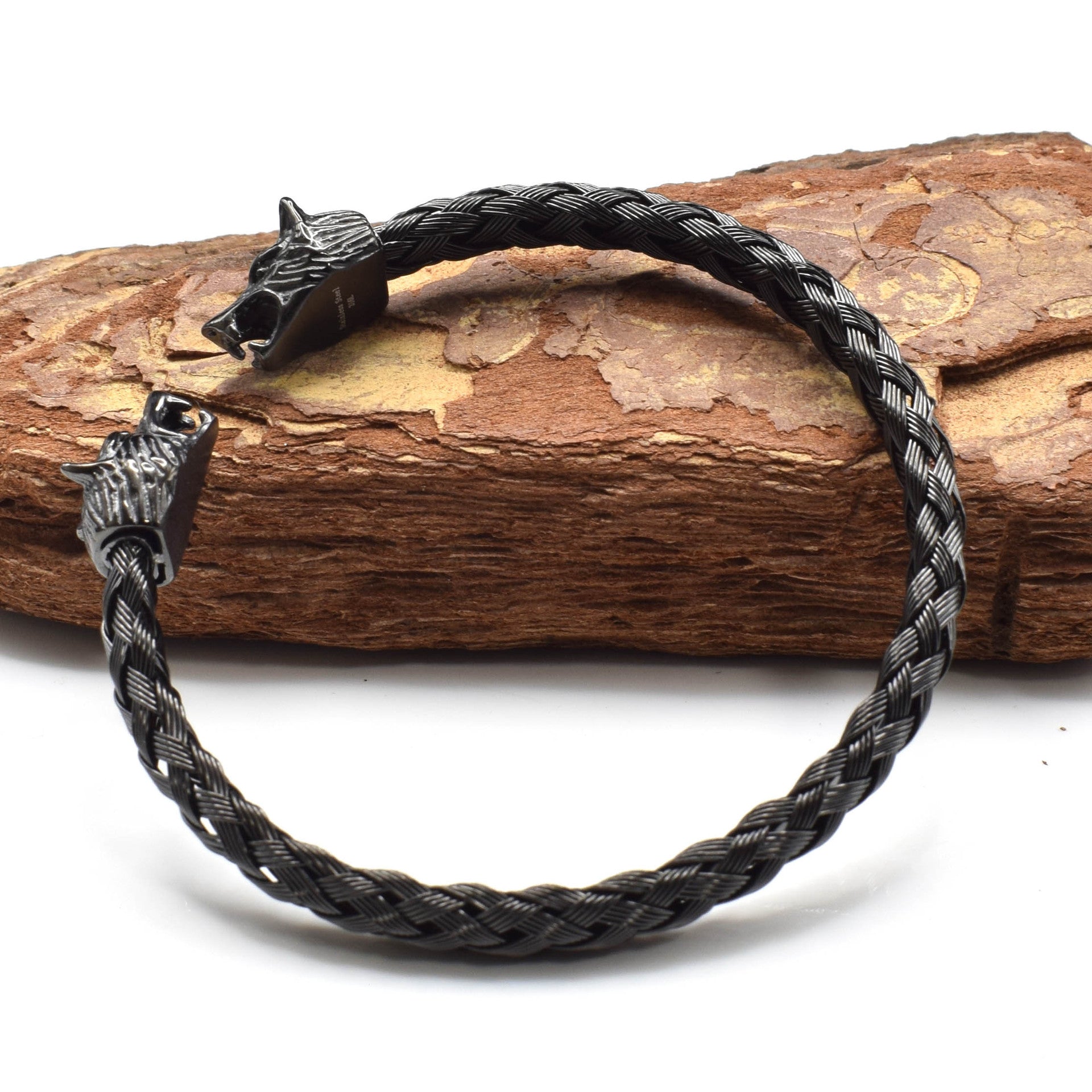 Viking Wolf Stainless Steel Braided Bracelet