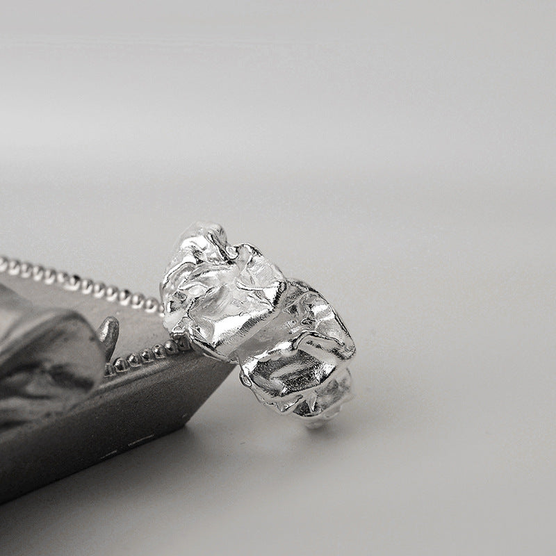 925 Sterling Silver Pleated Texture Ring