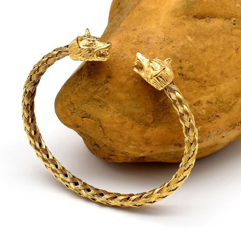 Viking Wolf Stainless Steel Braided Bracelet
