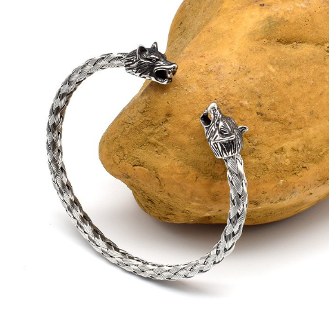 Viking Wolf Stainless Steel Braided Bracelet