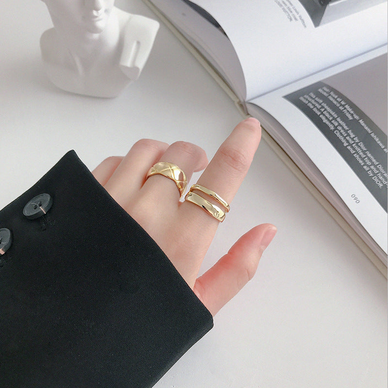 Double Layer Open Female Ring, S925 Silver Ring