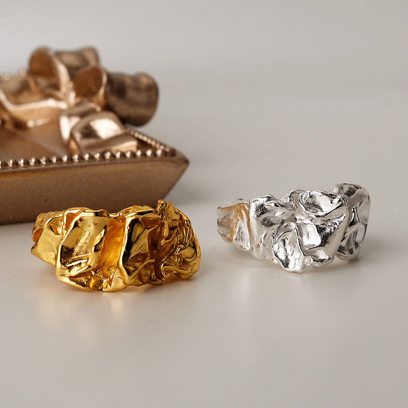 925 Sterling Silver Pleated Texture Ring